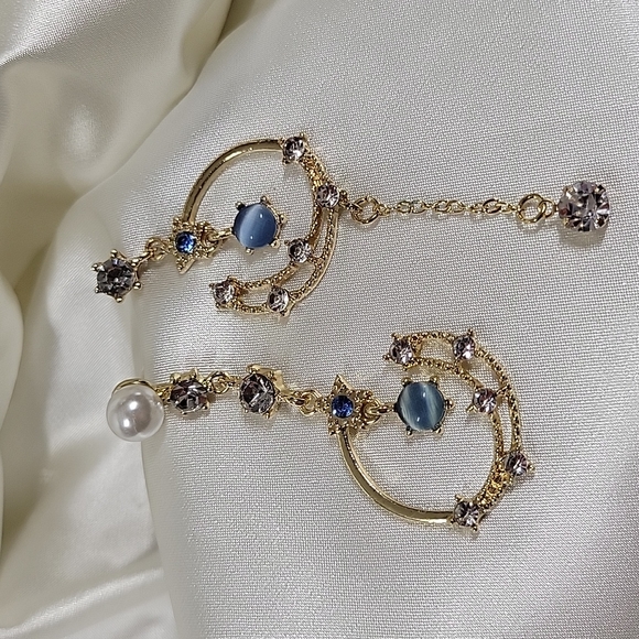 Celestial Embellished Drop Earrings, S925 - Picture 5 of 9